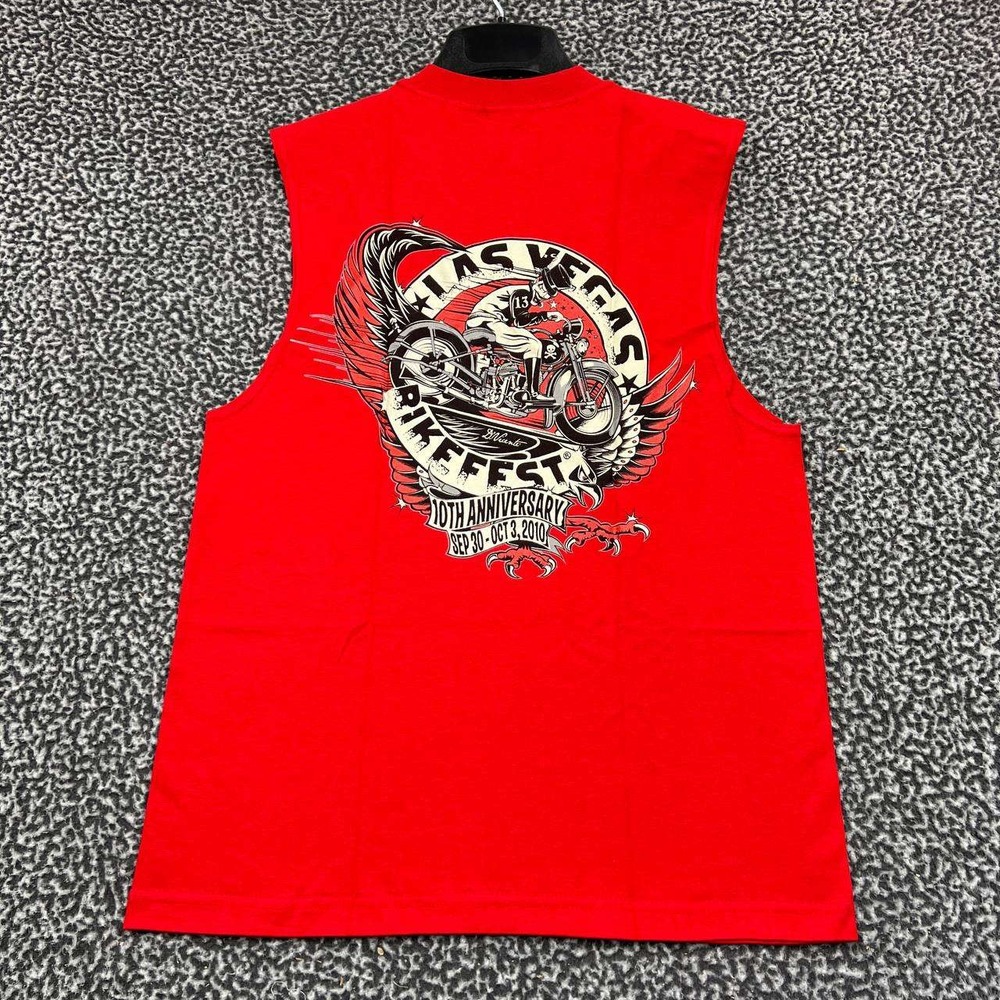 Vintage Las Vegas Bike‎ Fest Shirt Medium Red Alstyle Sleeveless Deadstock New